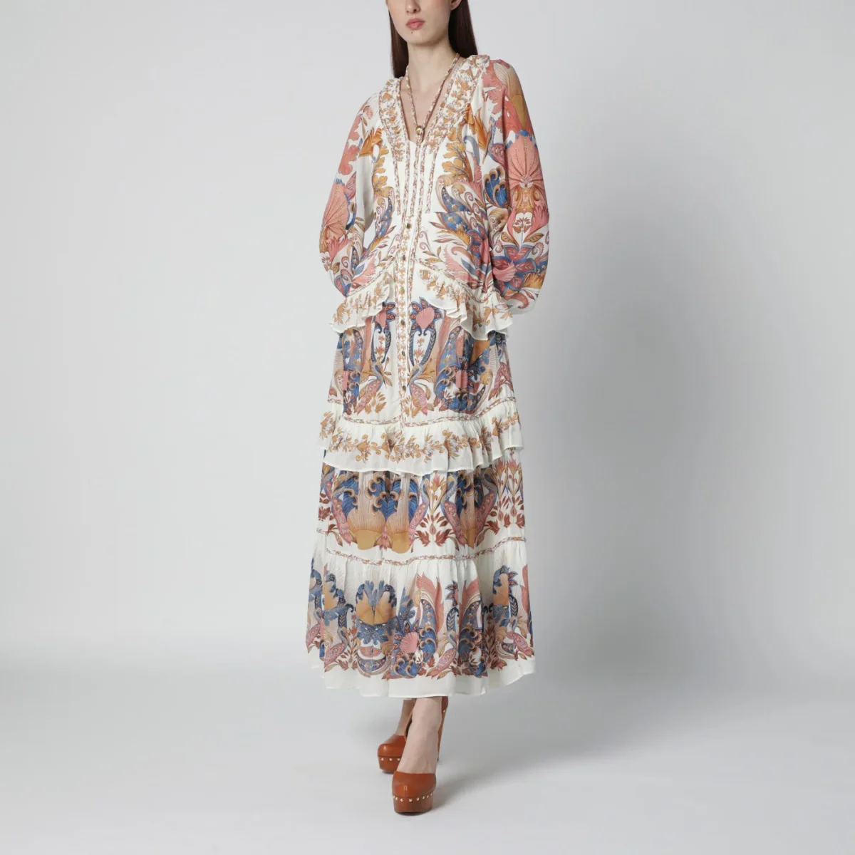 Abito bianco Sea Garden con balze - Image 2