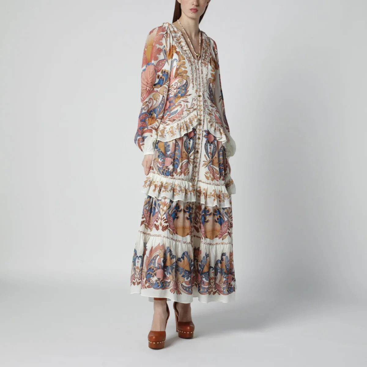 Abito bianco Sea Garden con balze - Image 3