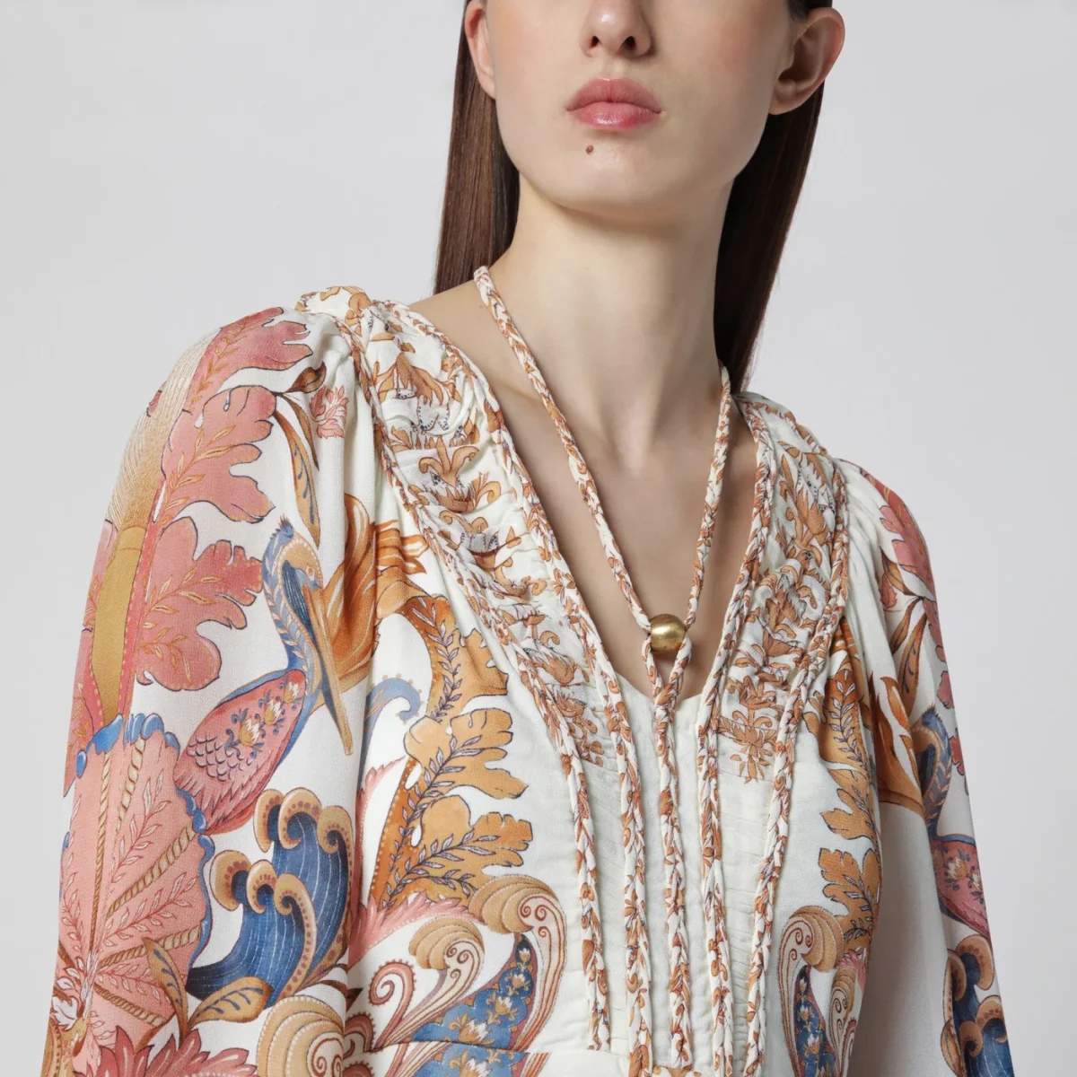 Abito bianco Sea Garden con balze - Image 5