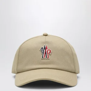Cappello da baseball beige con patch logo