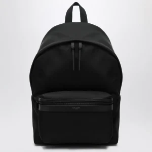 Zaino City in pelle e nylon nero