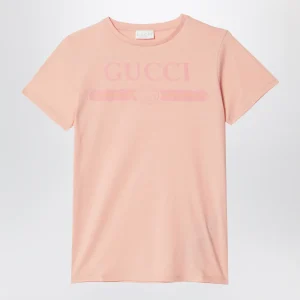 T-shirt rosa con stampa logo