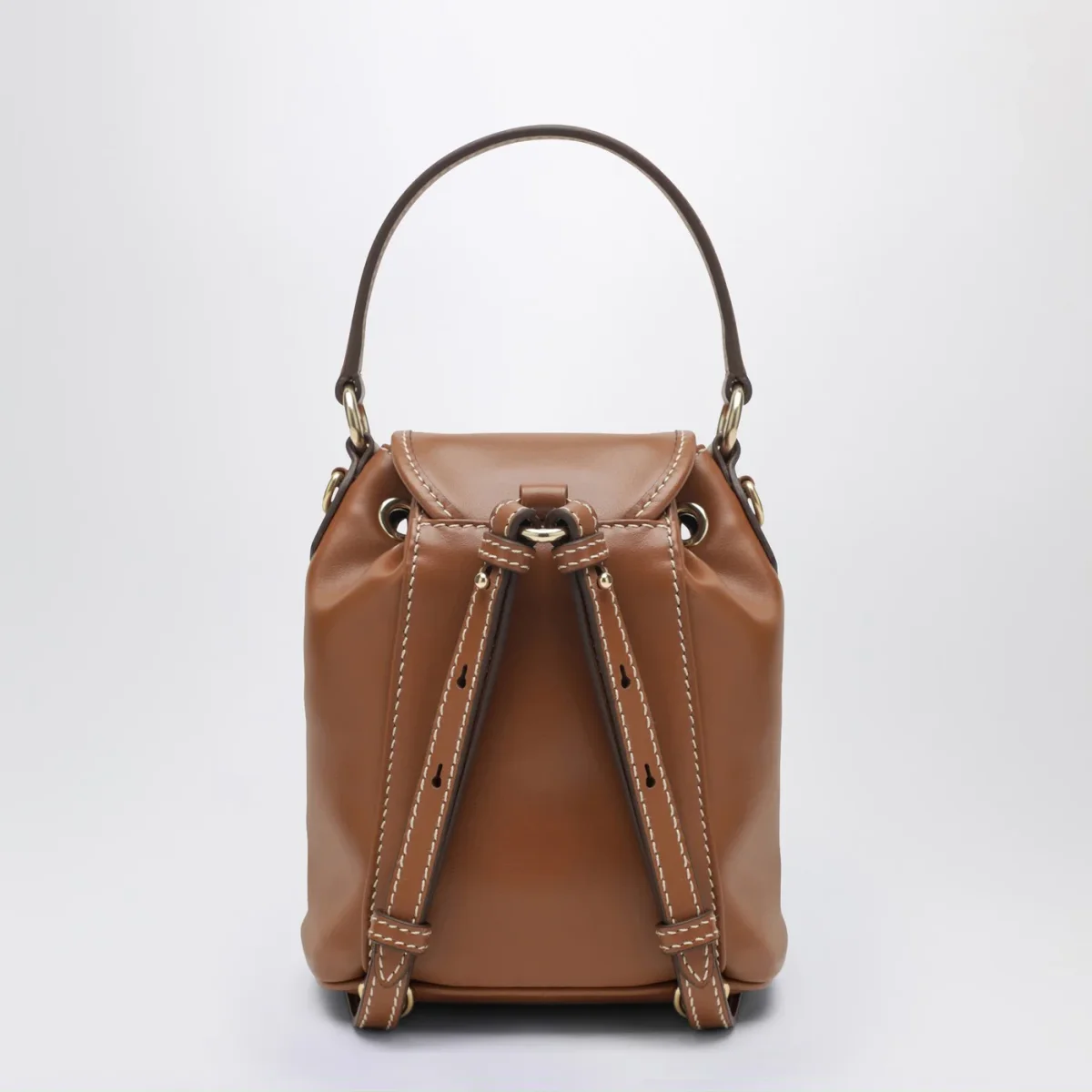 Zaino piccolo color Cognac in pelle – Image 5