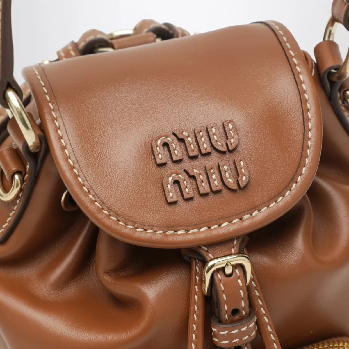 Zaino piccolo color Cognac in pelle – Image 7