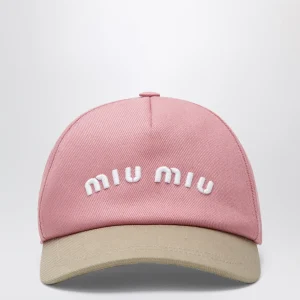 Cappello da baseball in drill di cotone rosa/beige