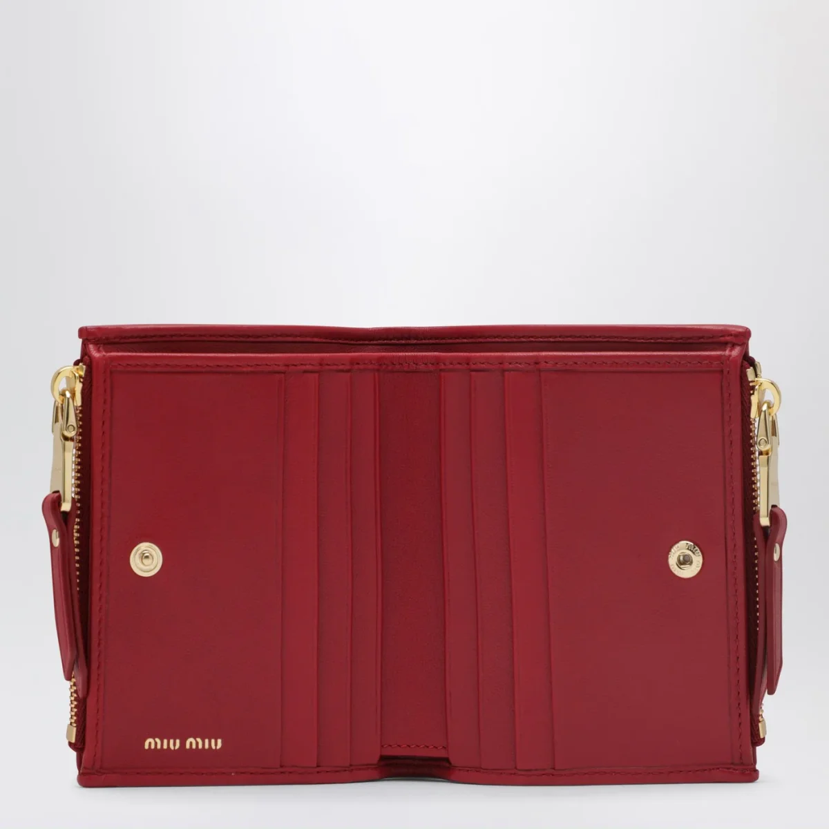 Portafoglio piccolo rosso in nappa matelassé - Image 4