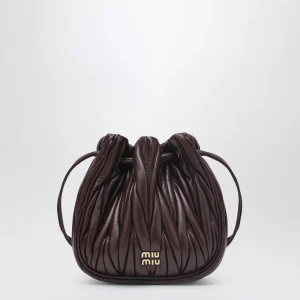 Pouch bordeaux in nappa matelassé