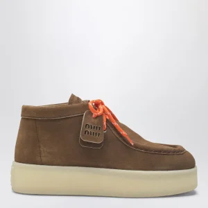 Stivaletti platform in suede color cannella