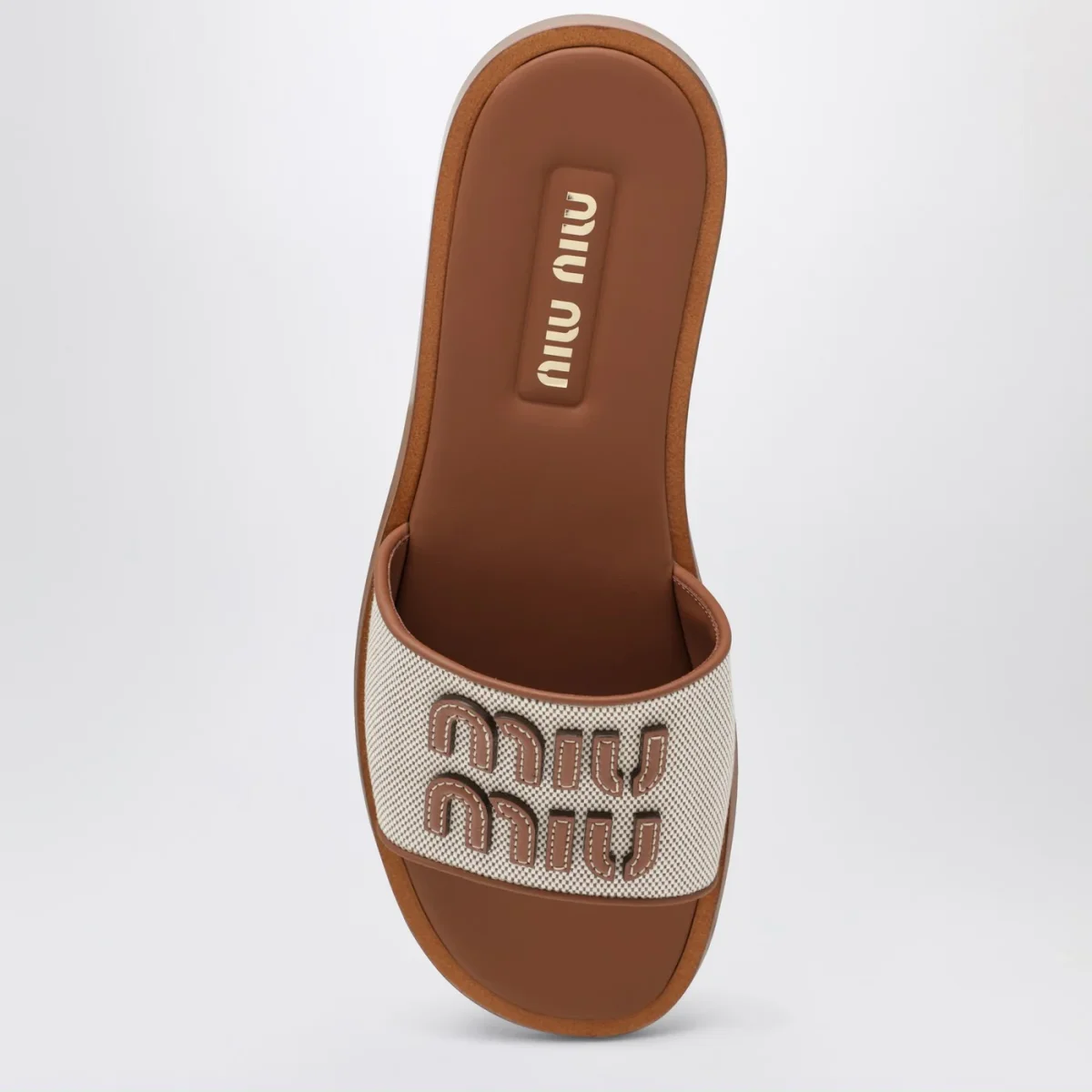 Sandali ciabatta in canvas e pelle - Image 4