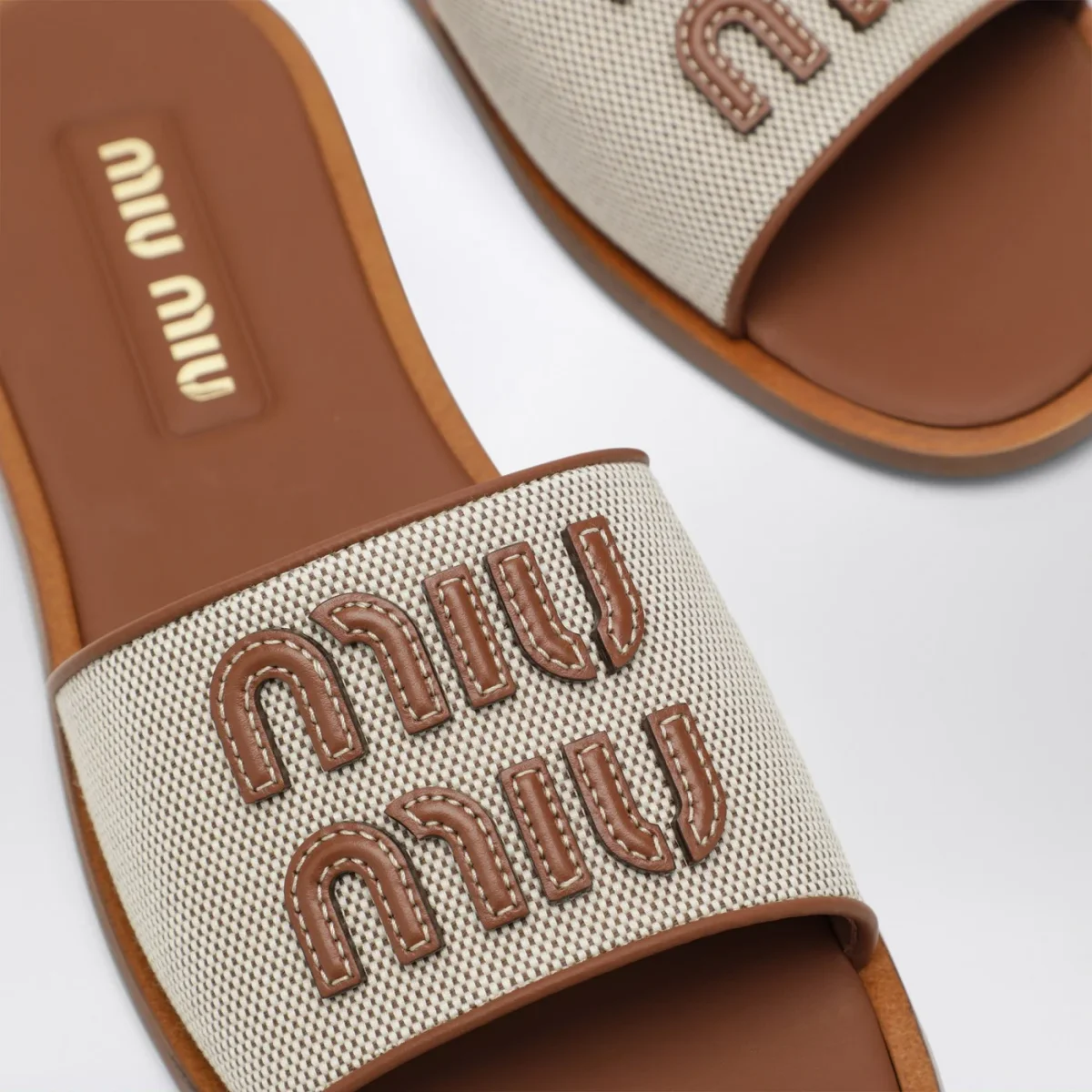 Sandali ciabatta in canvas e pelle - Image 6