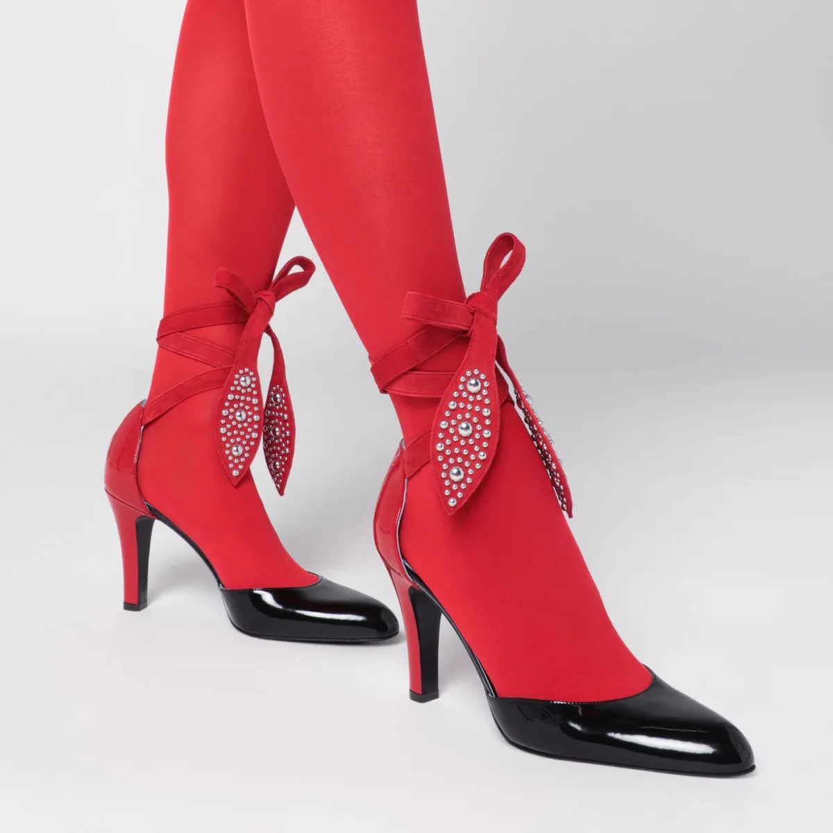 Décolleté Foliefoliage nero e rosso – Image 3