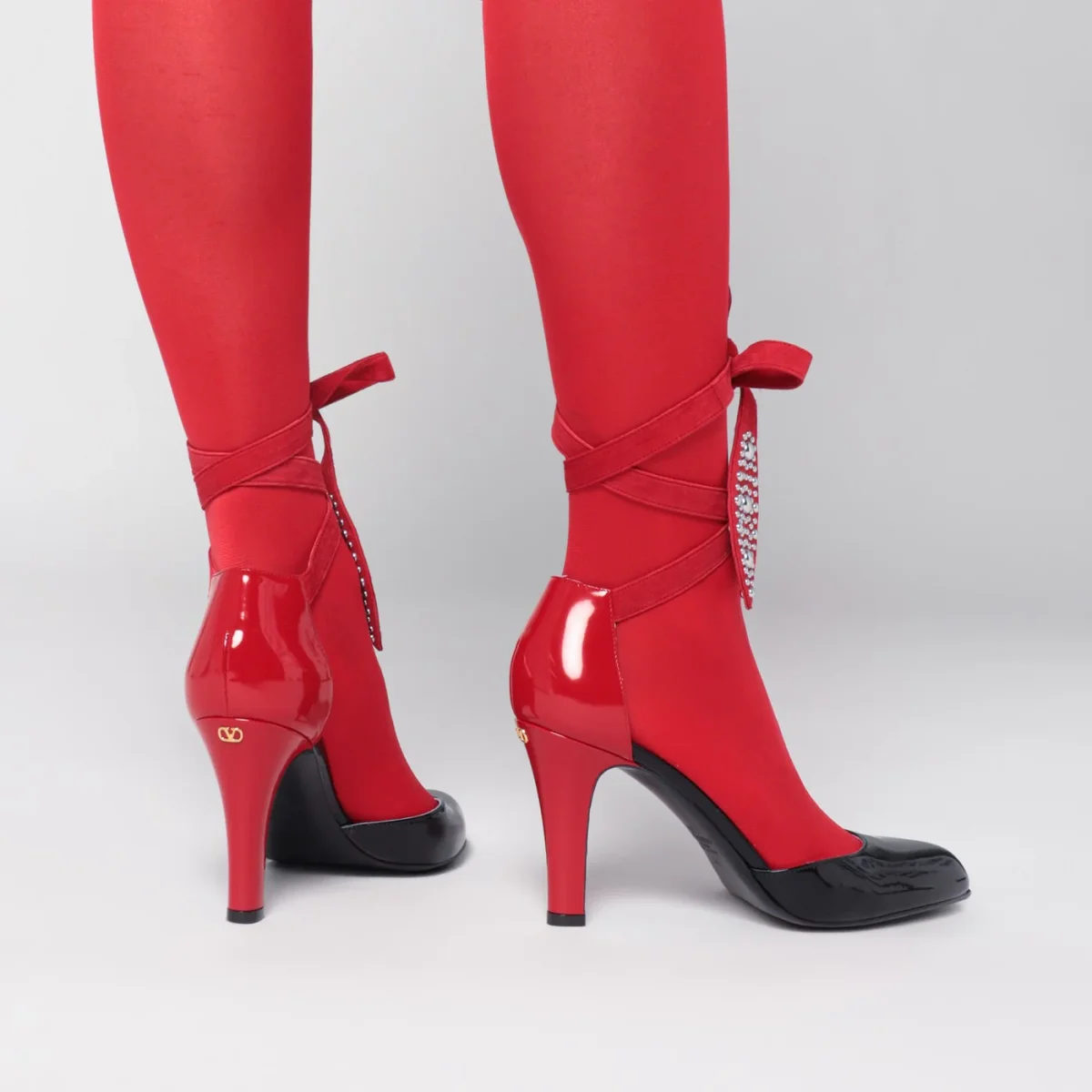 Décolleté Foliefoliage nero e rosso – Image 5