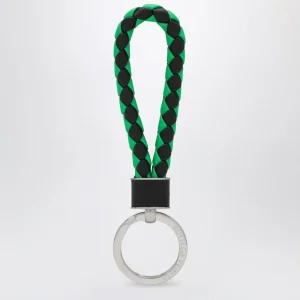 Portachiavi nero/verde Parakeet in Intrecciato