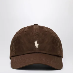 Cappello da baseball marrone con logo