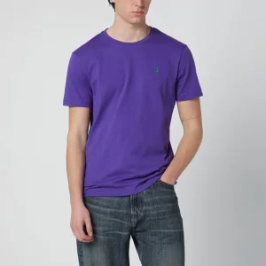 T-shirt viola in cotone Custom Slim-Fit