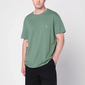 T-shirt verde in cotone Classic-Fit