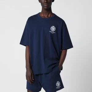 T-shirt Relaxed-Fit blu navy con stampe logo