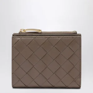 Portafoglio Bi-Fold piccolo beige Pinecone in Intrecciato