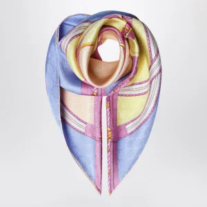 Foulard in seta jacquard stampata rosa/lilla