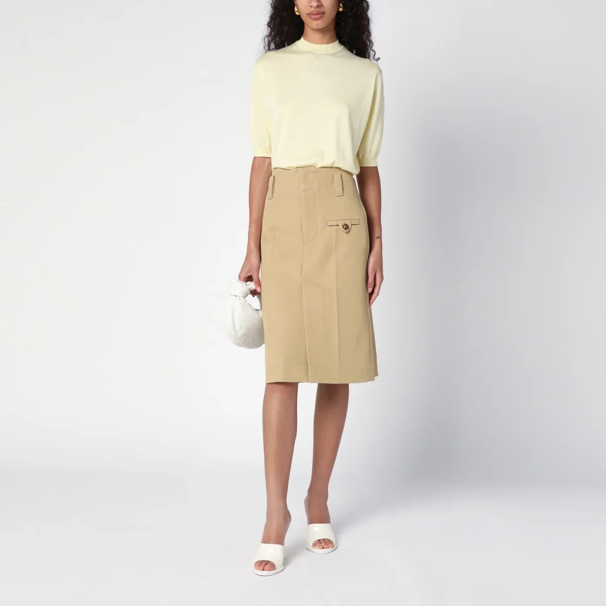 Maglia girocollo gialla chiara in cashmere - Image 3