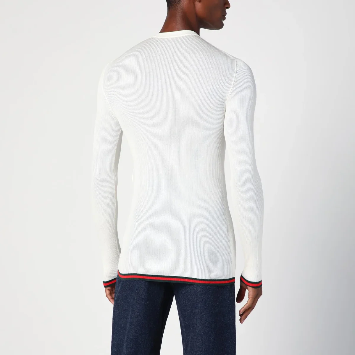 Maglia bianca in seta con nastro Web – Image 4