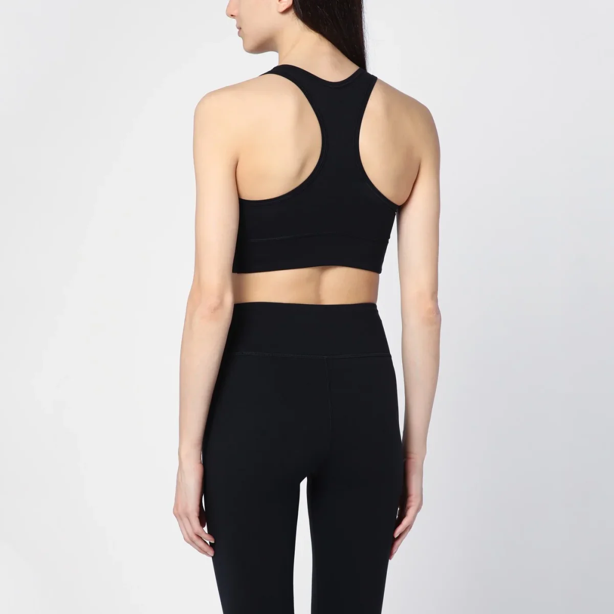 Top smanicato Activewear nero in misto nylon opaco – Image 4