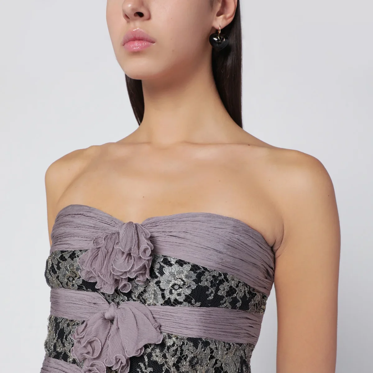 Top grigio/mauve/oro in chiffon di seta – Image 4