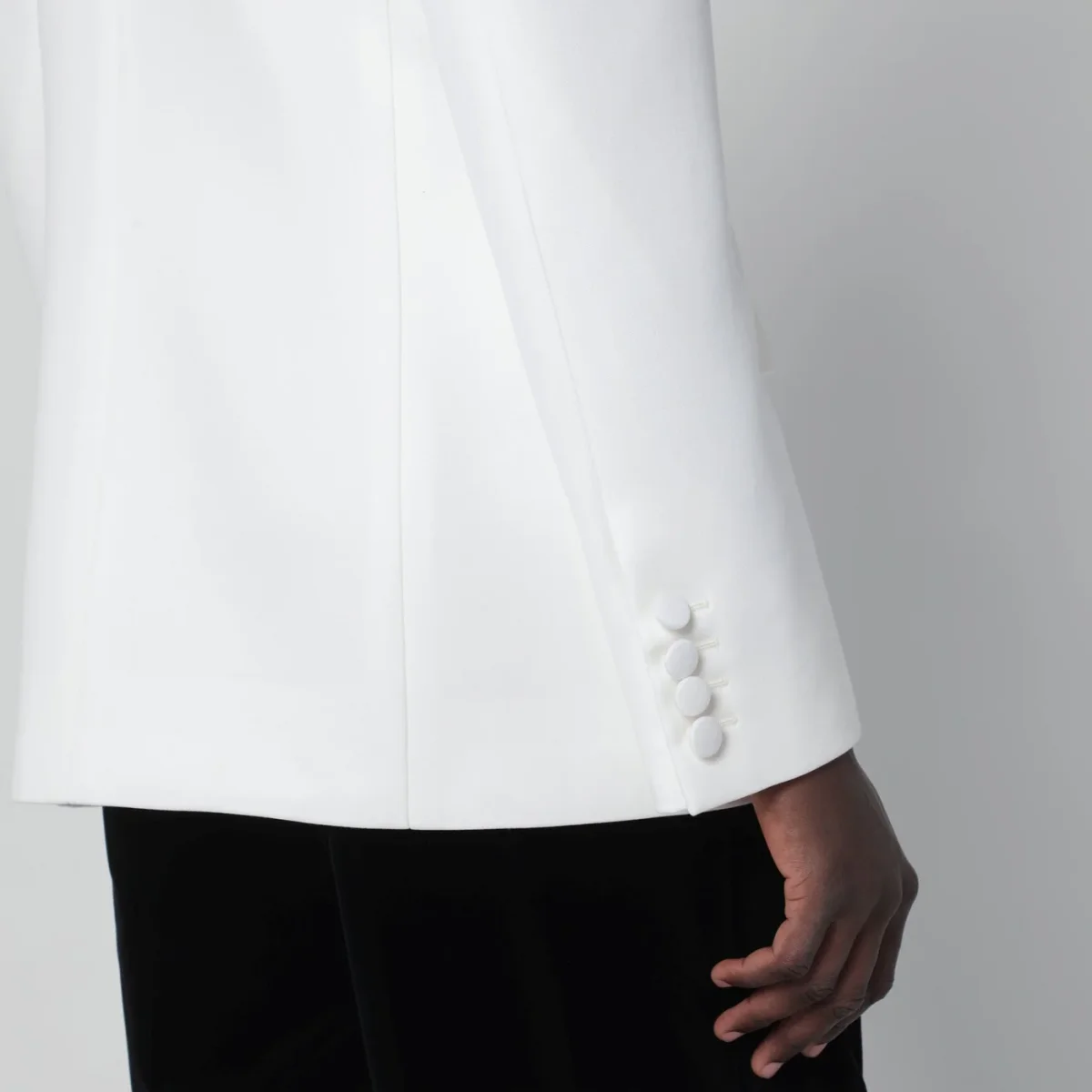 Giacca doppiopetto color latte in lana – Image 5