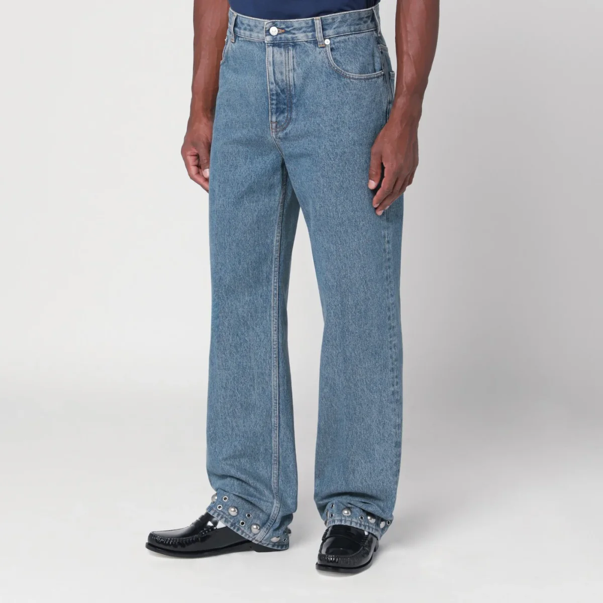 Jeans blu medio con cabochons – Image 4