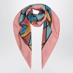 Foulard con rombi colorati in seta