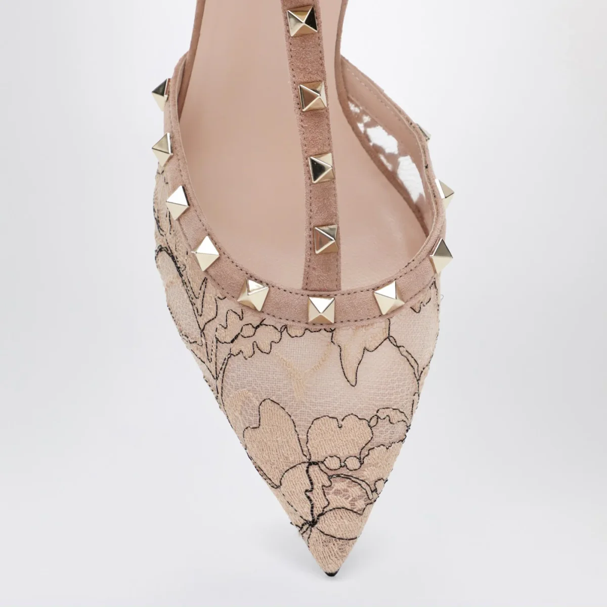 Décolleté Rockstud rosa chiara in pizzo – Image 4