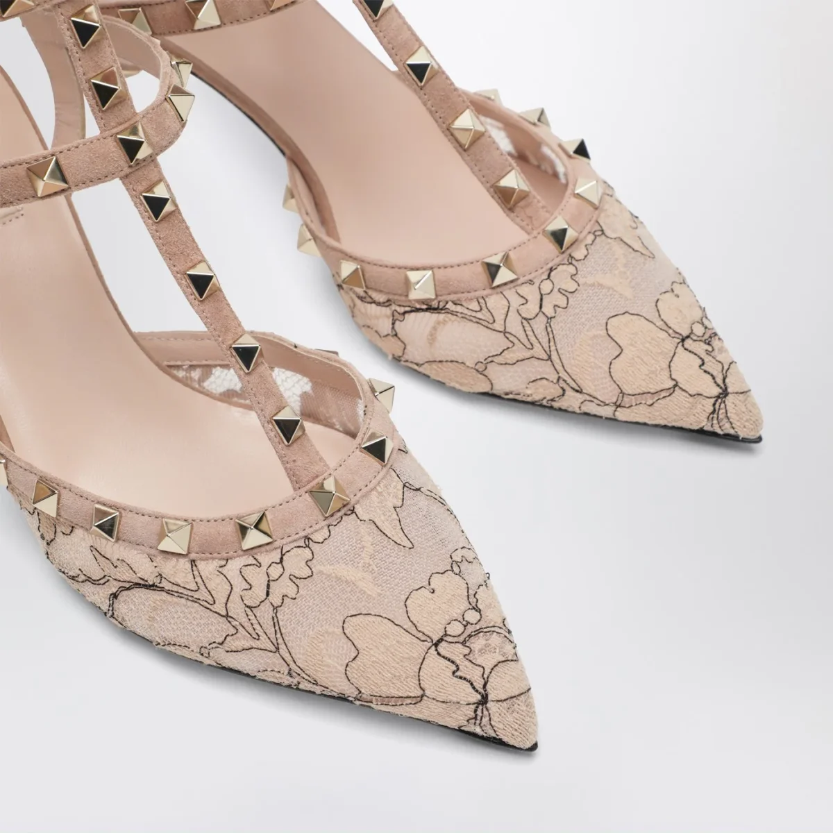 Décolleté Rockstud rosa chiara in pizzo – Image 6