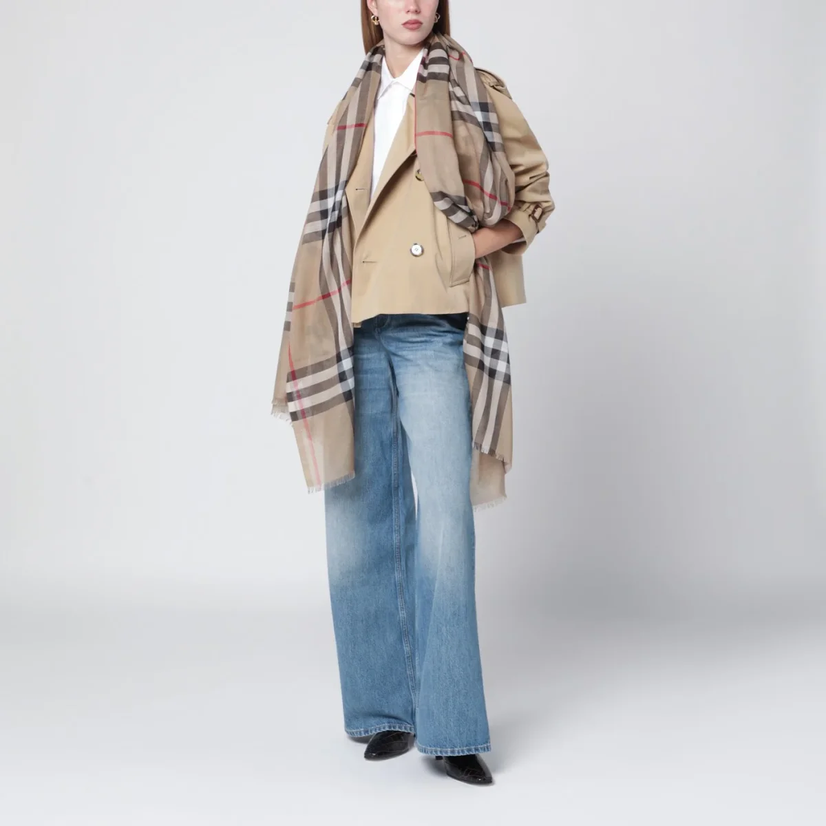 Sciarpa in lana e seta con motivo Check - Image 3