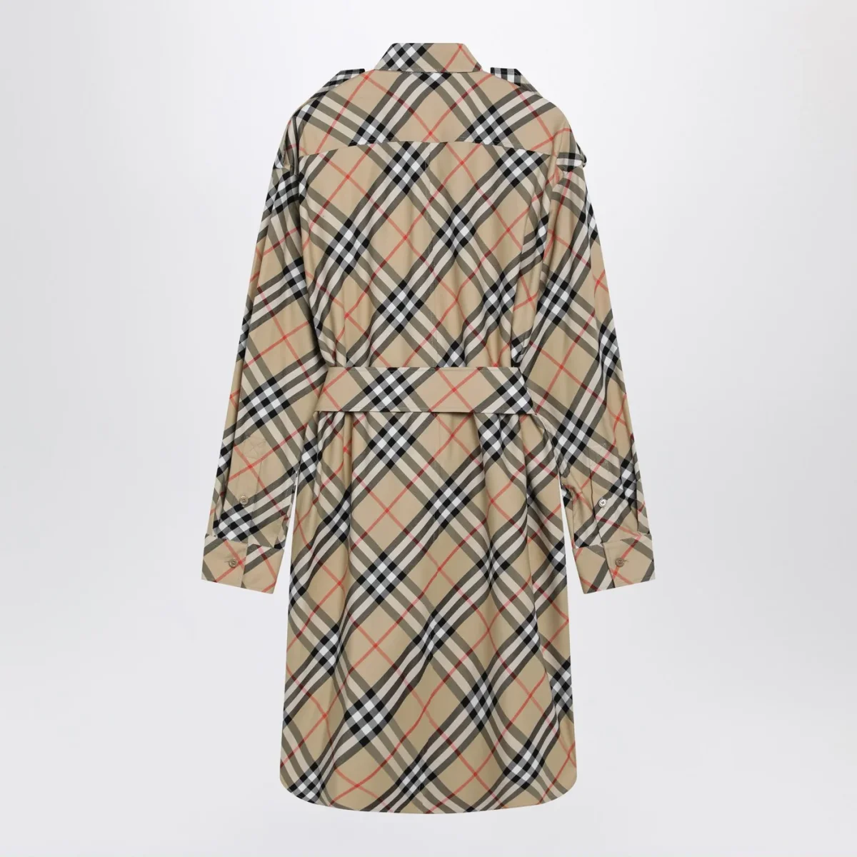 Abito chemisier beige motivo Check - Image 4