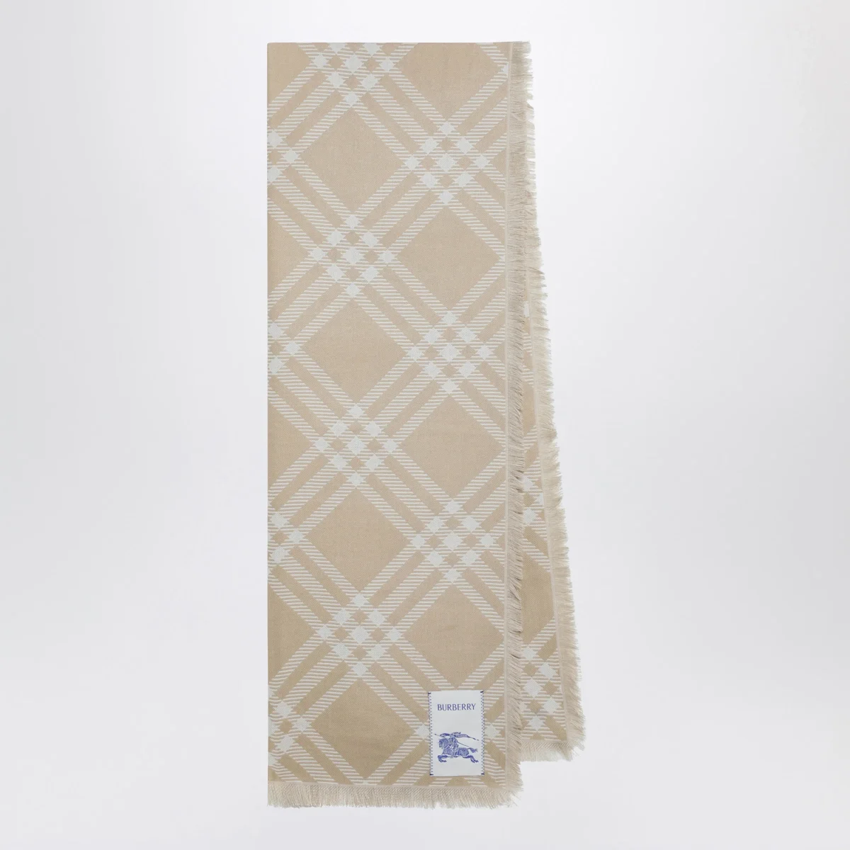 Sciarpa in seta e lana Check beige/écru