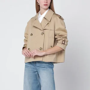 Trench cropped Heritage in gabardine beige