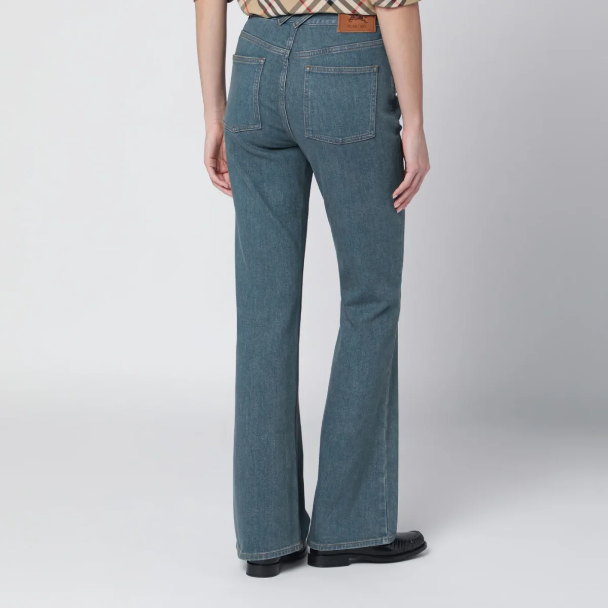 Jeans blu medio con tasca con motivo Check – Image 5