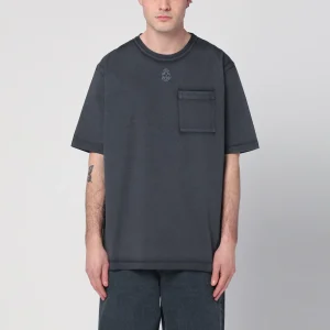 T-shirt Skull nera slavata