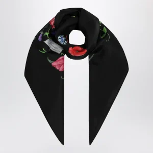 Foulard in twill di seta stampata nero