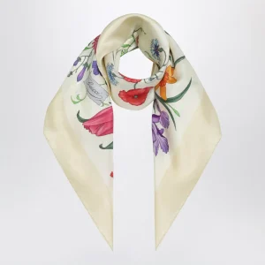 Foulard in twill di seta stampata gialla