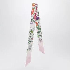 Foulard sottile in seta stampata rosa