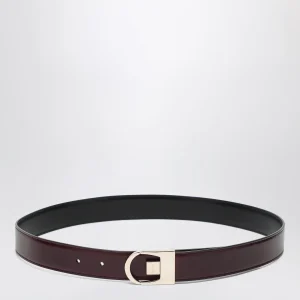 Cintura reversibile in pelle nera/bordeaux