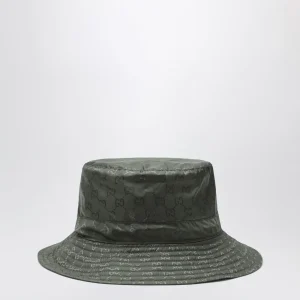 Cappello reversibile verde scuro in nylon GG