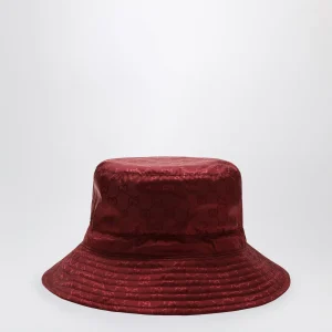 Cappello reversibile bordeaux in nylon GG