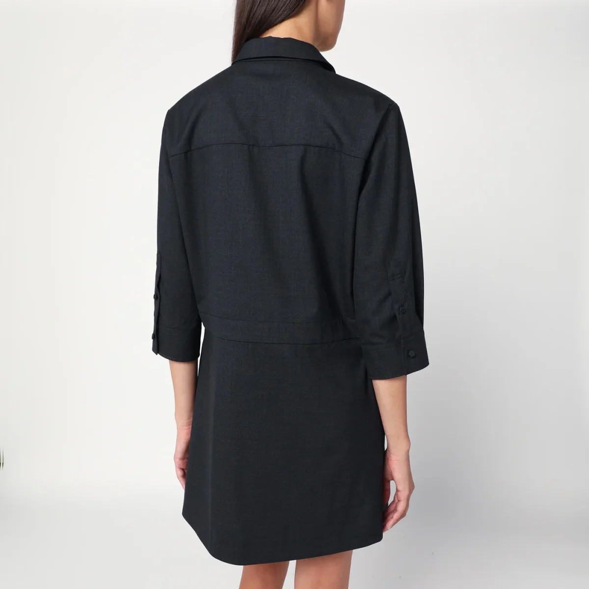 Abito chemisier grigio in lana - Image 4