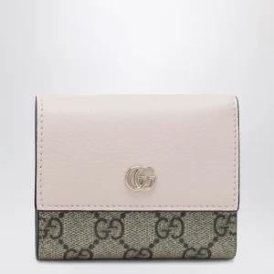 Mini portafoglio GG Marmont rosa/GG Supreme