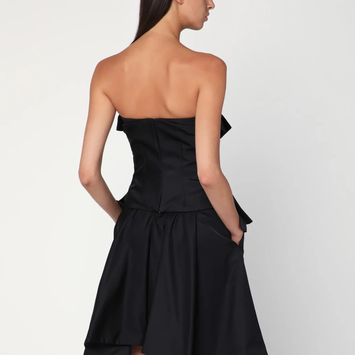 Top a corsetto nero in misto seta – Image 4