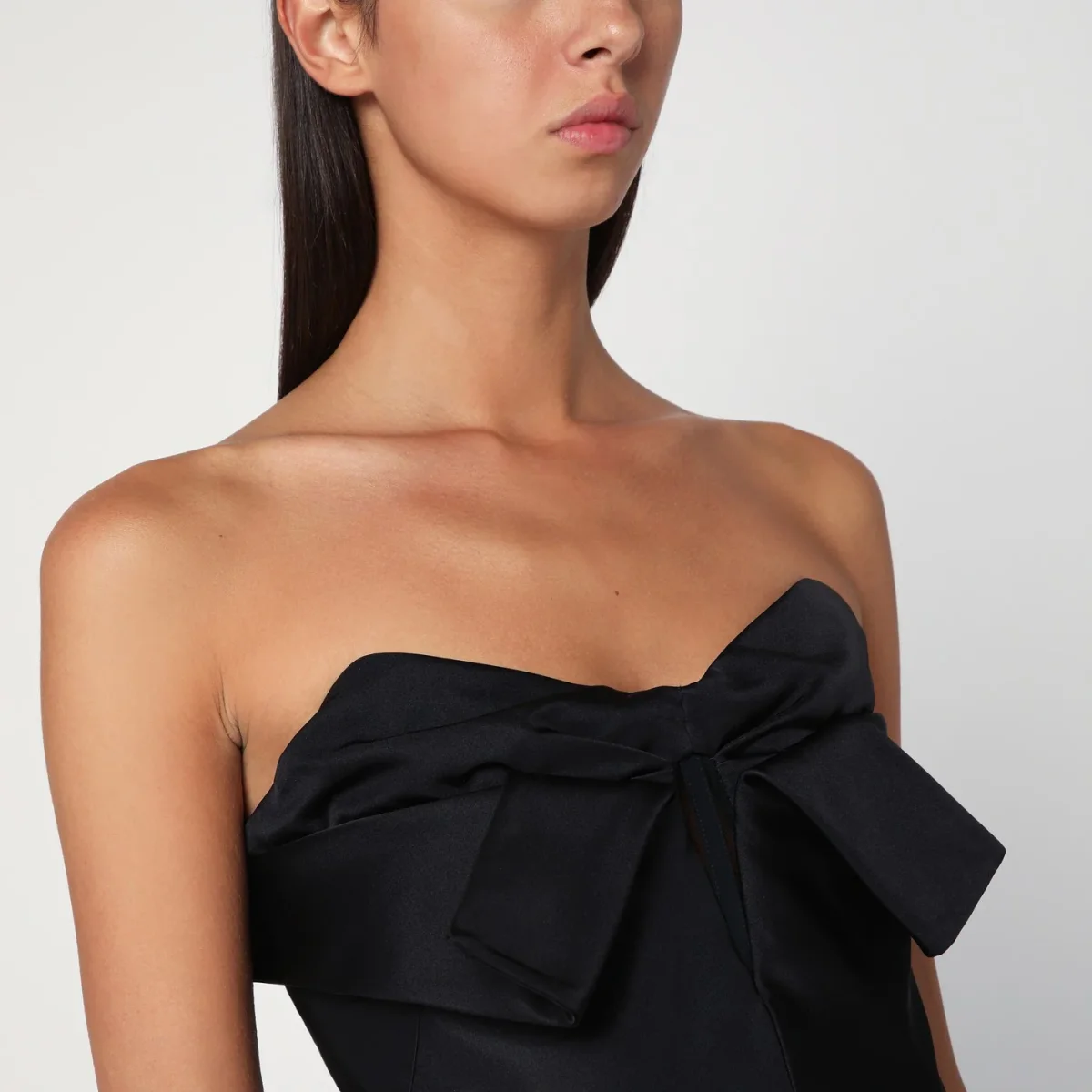 Top a corsetto nero in misto seta – Image 5