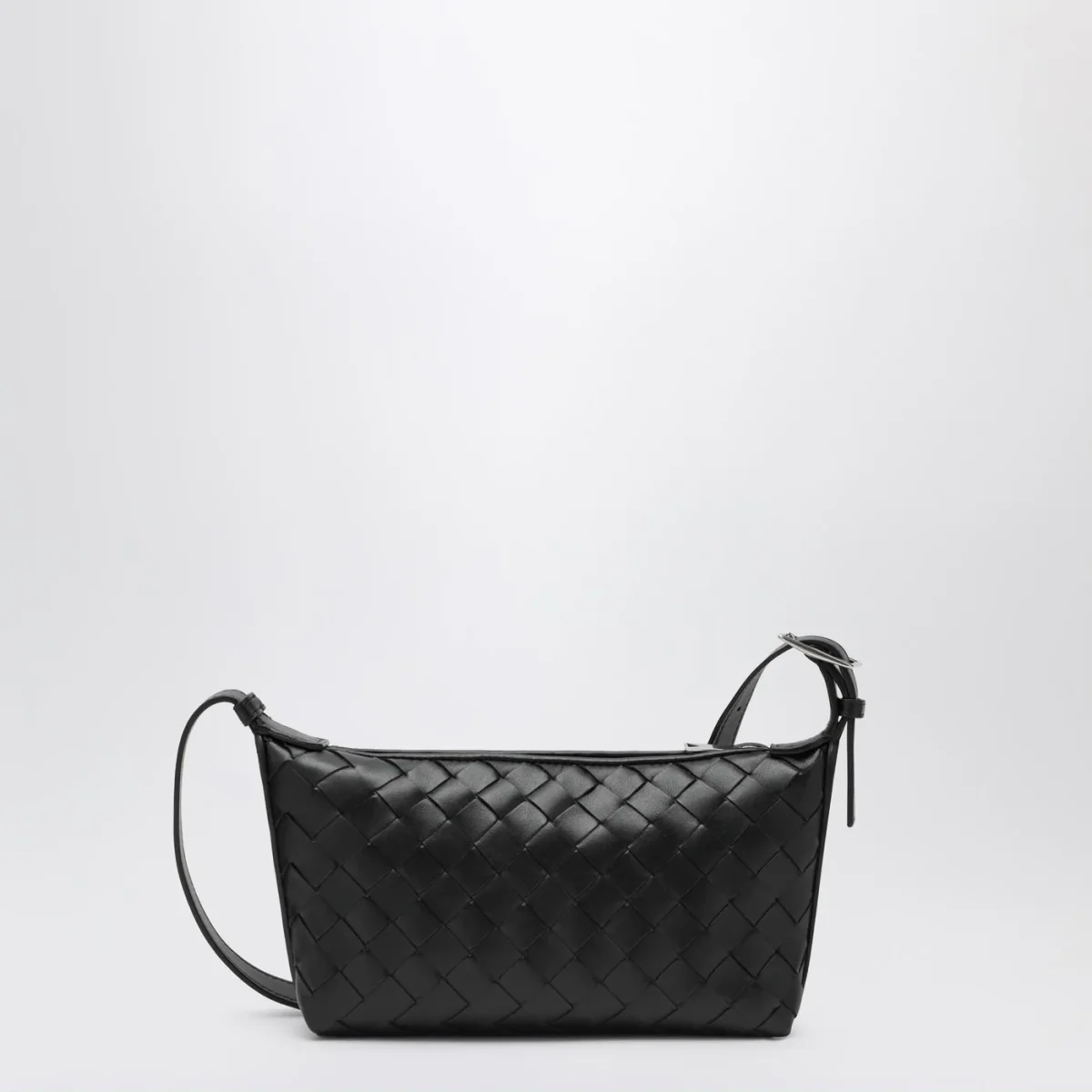 Borsa a tracolla piccola nera in Intrecciato – Image 5