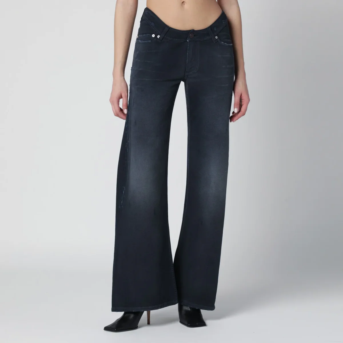 Jeans con vita curva blu navy - Image 2